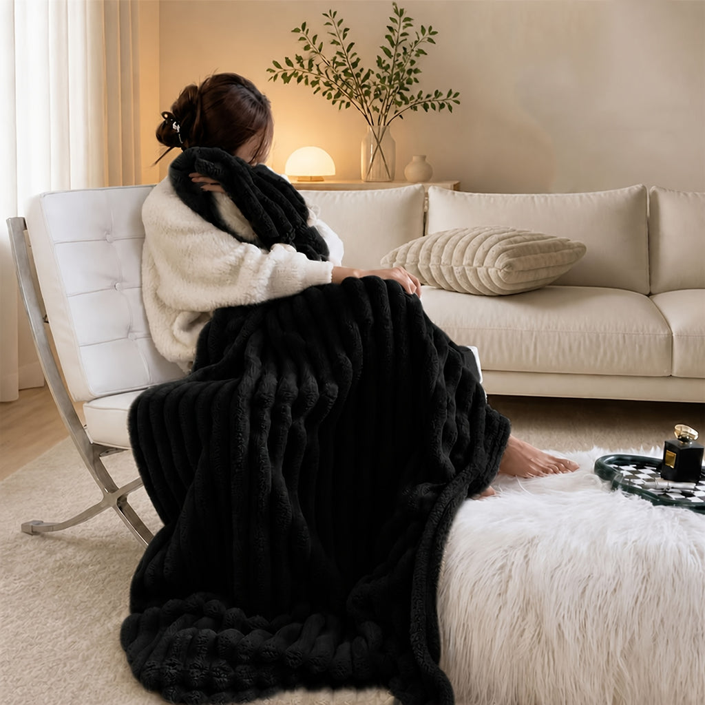 Soft Plush Throw Blanket – Thick Warm Fuzzy Cozy Blanket for Couch, Bed, Office & Travel | 4 Sizes, 4 Colors | Great for Gifts & Room Decor