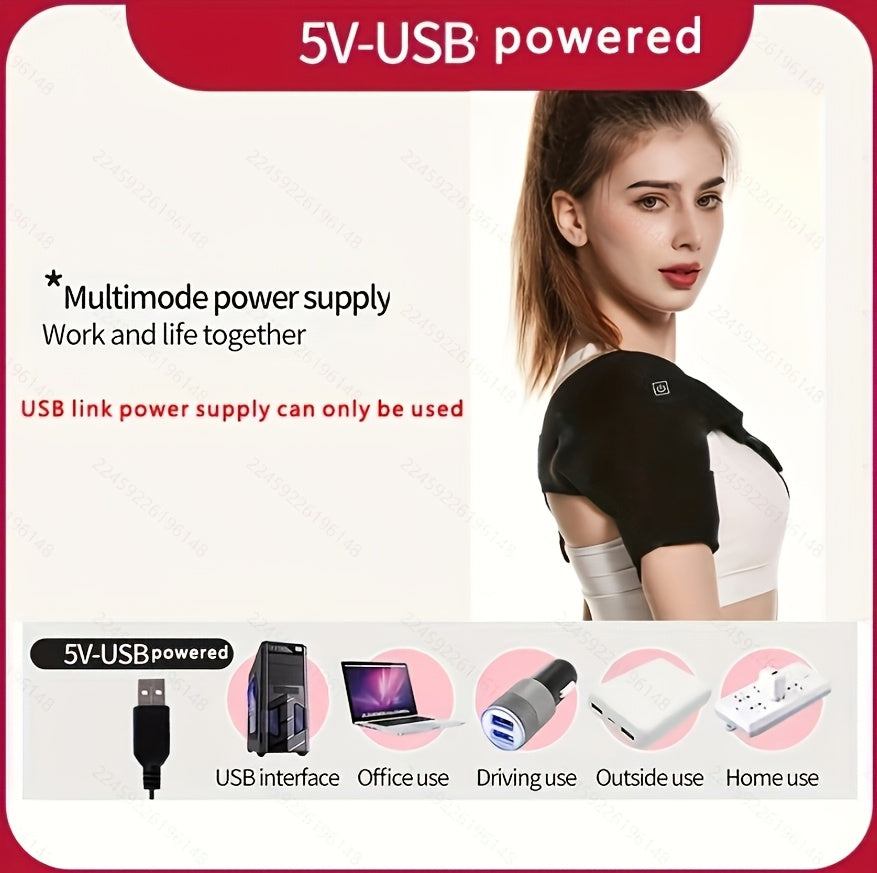 Heated Shoulder Massager with 3 Vibration & Heating Modes, Wireless USB Charging Multifunctional Shoulder Wrap Massager for Pain Relief Relaxation, Gift for Elderly Parents Friends