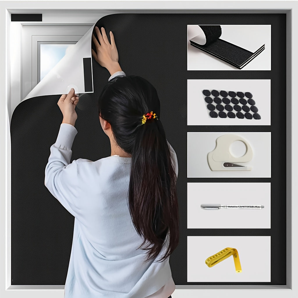 Portable Blackout Curtains 100% Blackout No Drill - Cuttable Magnetic Window Shades for Bedroom Nursery RV Media Room, UV Heat Blocking, 3 Sizes