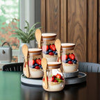 4-Pack 11.96oz Glass Meal Prep Jars with Lids & Spoons – Overnight Oats, Chia Pudding, Yogurt & Salad Containers