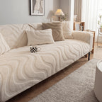 Velvet Sofa Cover Non-Slip Washable Plush Couch Slipcover Pet Friendly Thick Padded Furniture Protector 1 2 3 4 5 Seat Living Room Bedroom