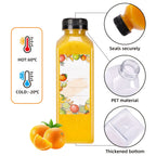 100pcs Bulk Reusable Juice Bottles with Flip-Top Caps, Labels, Funnel & Brush – Clear 12oz/16oz Plastic Containers for Juice, Smoothies, Milkshakes & Iced Coffee
