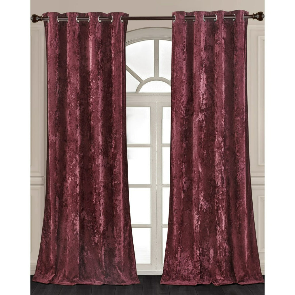 Luxury Distressed Crushed Velvet Curtains - 4-Piece Set (2 Panels + 2 Tiebacks), Grommet Top, Room Darkening | 10 Colors, 3 Sizes