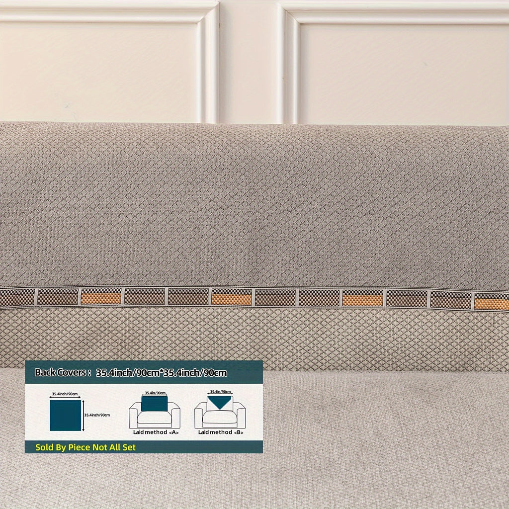 Bohemian Chenille Sofa Cover Non-Slip – Sofa Seat Cushion, Backrest, Armrest & Pillowcase Sold Separately, Dog Friendly Two-Tone for Bedroom Office Living Room, 4 Colors