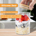 16oz Borosilicate Glass Dessert Cups with Bamboo Lids & Spoons – Glass Breakfast Bowls, Meal Prep Containers for Oatmeal, Yogurt & Salads (Set of 4 or 6)