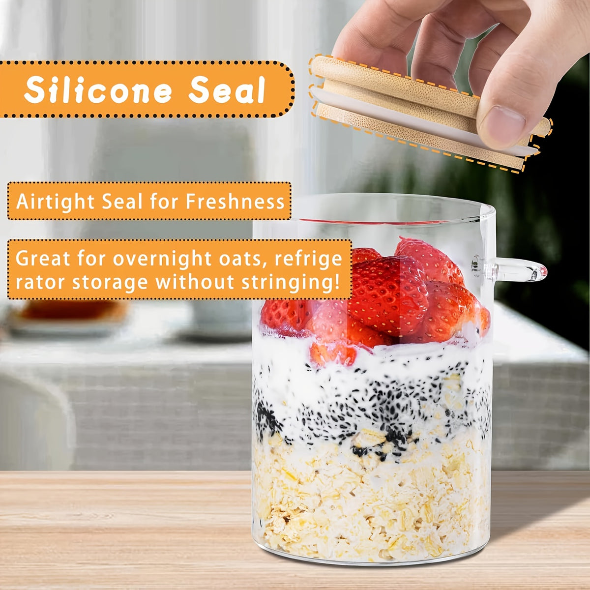 16oz Borosilicate Glass Dessert Cups with Bamboo Lids & Spoons – Glass Breakfast Bowls, Meal Prep Containers for Oatmeal, Yogurt & Salads (Set of 4 or 6)