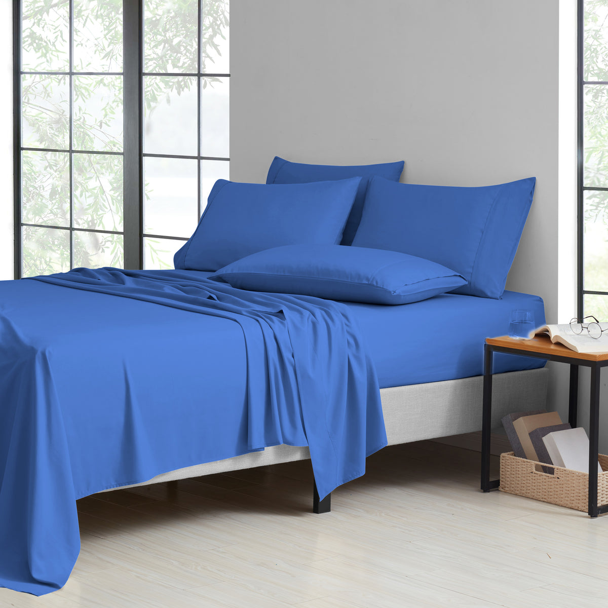 Bamboo Blend Cooling Sheet Set 6-Piece 2000 Thread Count Satin | Deep Pocket 16" Hypoallergenic Breathable Bed Sheets, Twin Full Queen King Cal King, 20 Colors