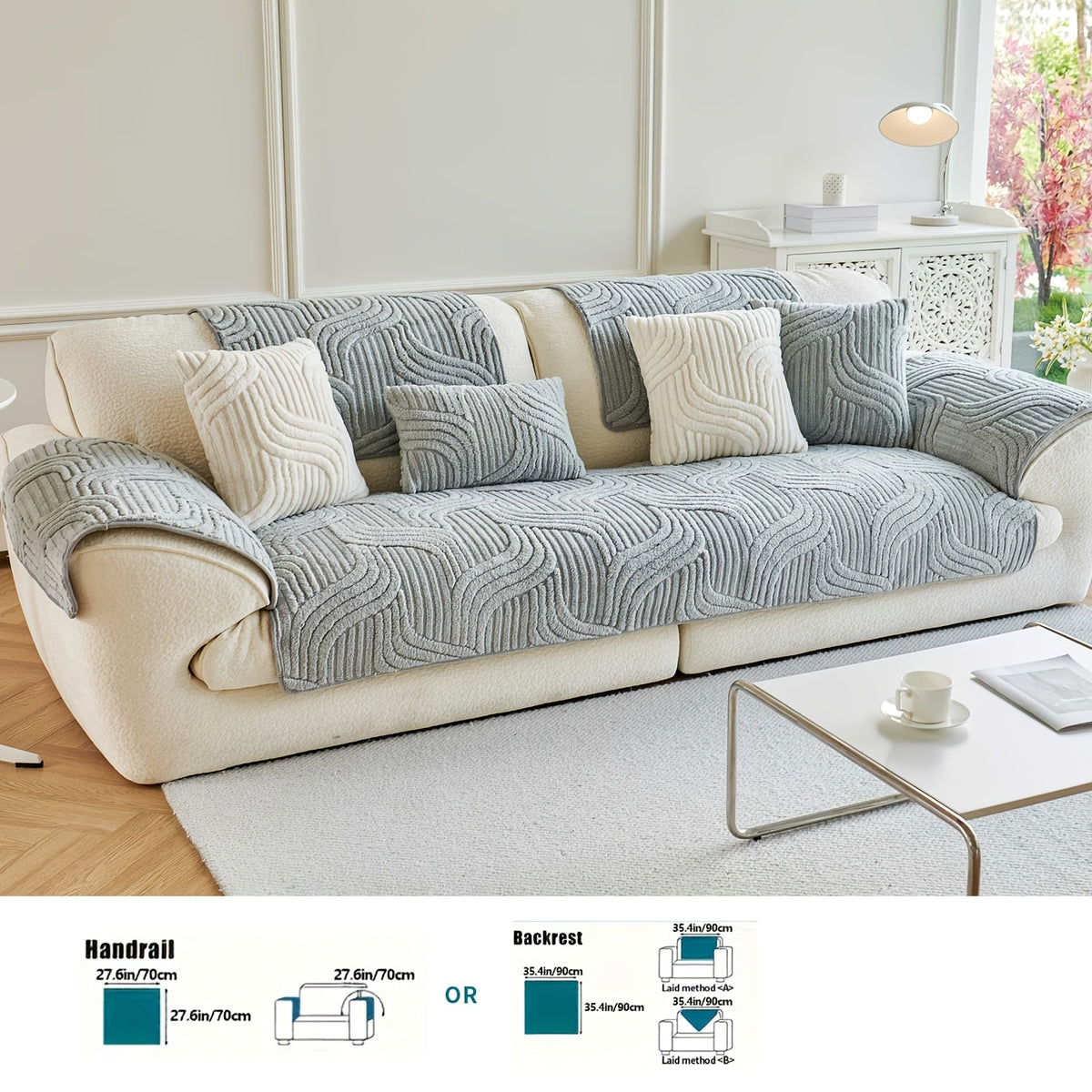 Plush Non-Slip Sofa Cushion Cover Luxury Modern Pet-Proof Breathable Seat Pad Slipcover for Couch Living Room Bedroom Office – Soft Velvet Sofa Seat Cushion Protector Home Decor