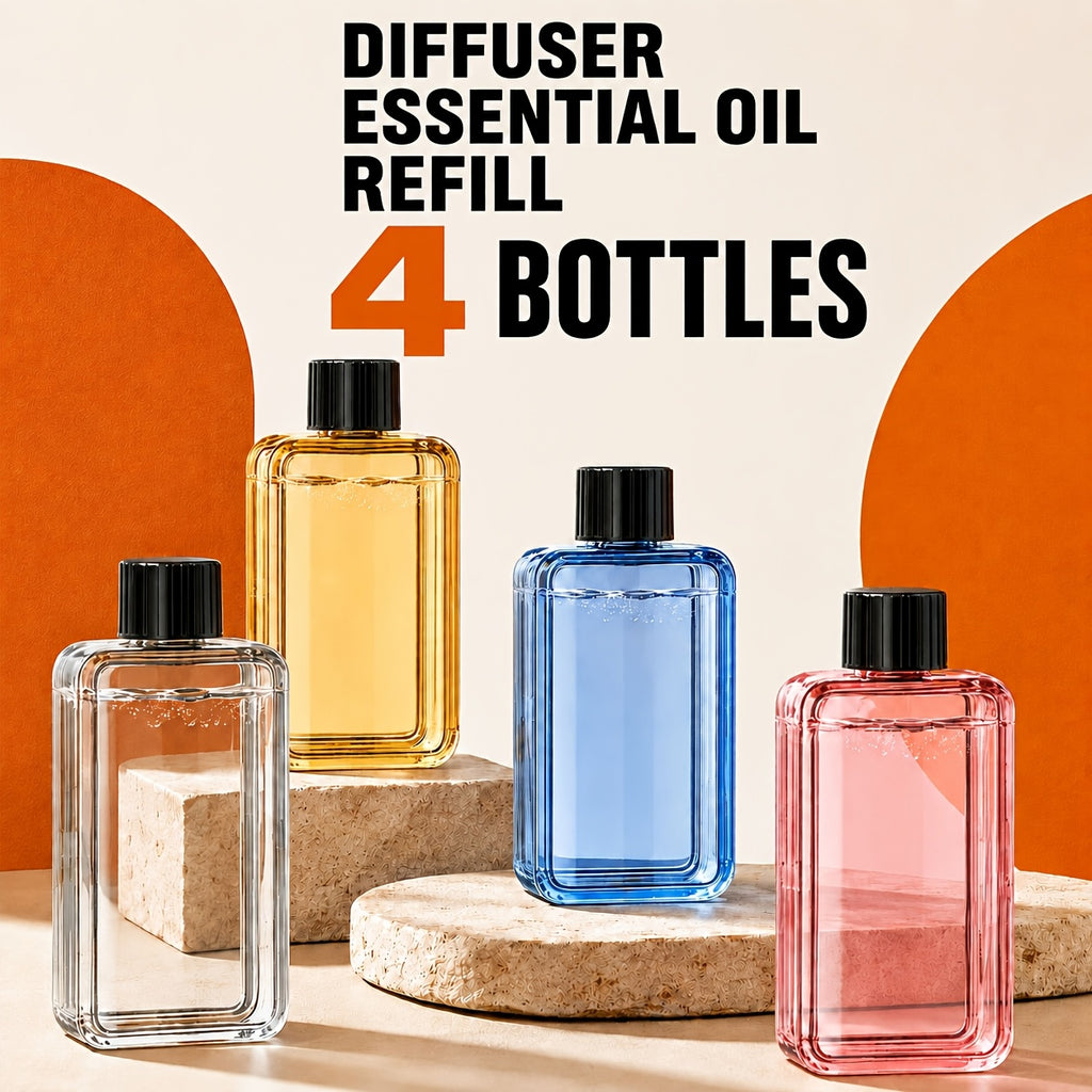 Essential Oil Refill Set 4 Bottles for Humidifier & Aromatherapy Diffuser | Slow-Release Fragrance Technology, Long-Lasting Calm Luxurious Home Atmosphere, Air Freshener Scent Refill