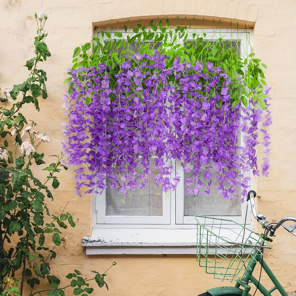 24 Pack Fake Wisteria Hanging Flowers 3.6 Feet Long, Artificial Wisteria Vine Garland for Wedding, Garden & Wall Decoration – White, Pink, Purple, Light Pink & Blue