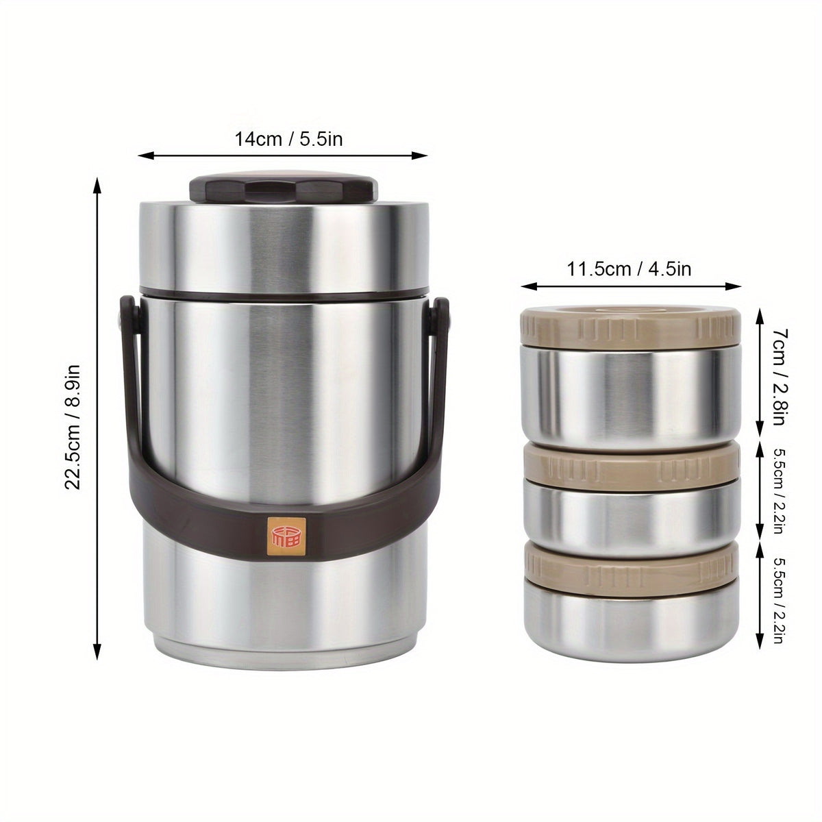 Insulated Lunch Box 3-Layer 304 Stainless Steel Vacuum Thermos Food Jar - 67oz Large Capacity Leakproof Bento Box Keeps Warm 6 Hours, Wide Mouth, for Office Work Travel Picnic Outdoor Meals