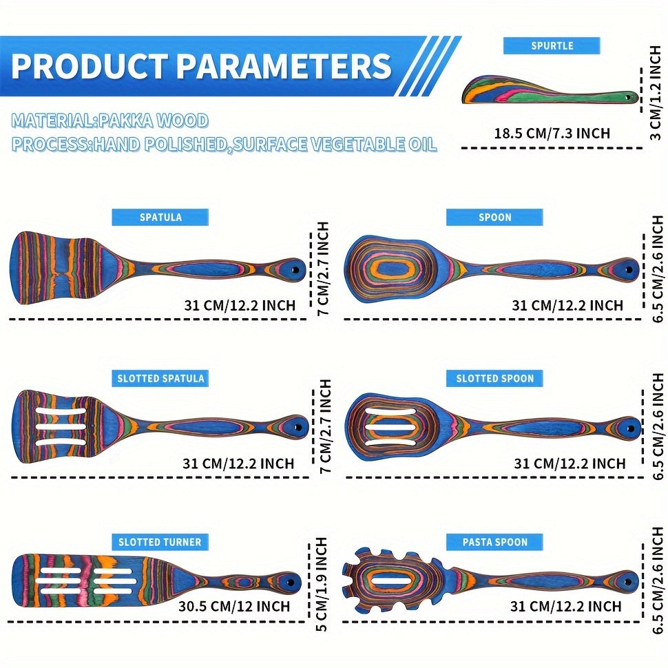 Pakkawood Kitchen Utensils Set, Wooden Cooking Spoons, Spatula & Salad Tongs, Premium Wood Serving Tools for Home Kitchen, Apartment Essentials, Perfect Kitchen Gift for Women