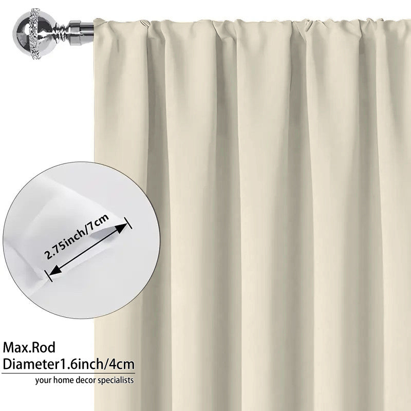 Blackout Curtains 4 Panel Set Rod Pocket – 100% Thermal Insulated Noise Reducing Solid Polyester, Laminated Lining, 7 Colors 7 Sizes