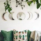 Moon Phase Mirror Set of 5 - Boho Scandinavian Acrylic Wall Mirrors for Living Room, Bedroom and Apartment - Decorative Bohemian Moon Wall Decor for Modern and Minimalist Home