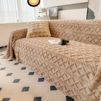 Jacquard Shu Velveteen Sofa Throw Cover 1pc Soft Plush Couch Slipcover Protector – Pet Friendly, Machine Washable, Fits Armchair to 4-Seater Sofa, Modern Home Decor Furniture Cover