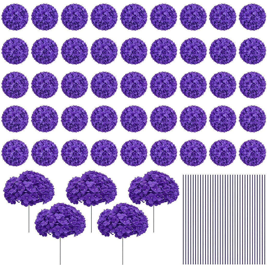 Bulk Artificial Hydrangea Flower Heads 72pcs with Stems - Faux Hydrangea Flowers for Home, Wedding & Party Decorations, Floral Arrangements & Centerpieces