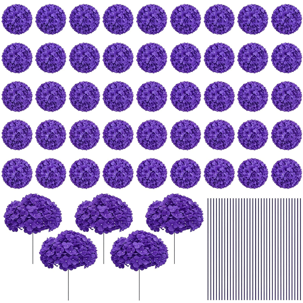 Bulk Artificial Hydrangea Flower Heads 72pcs with Stems - Faux Hydrangea Flowers for Home, Wedding & Party Decorations, Floral Arrangements & Centerpieces