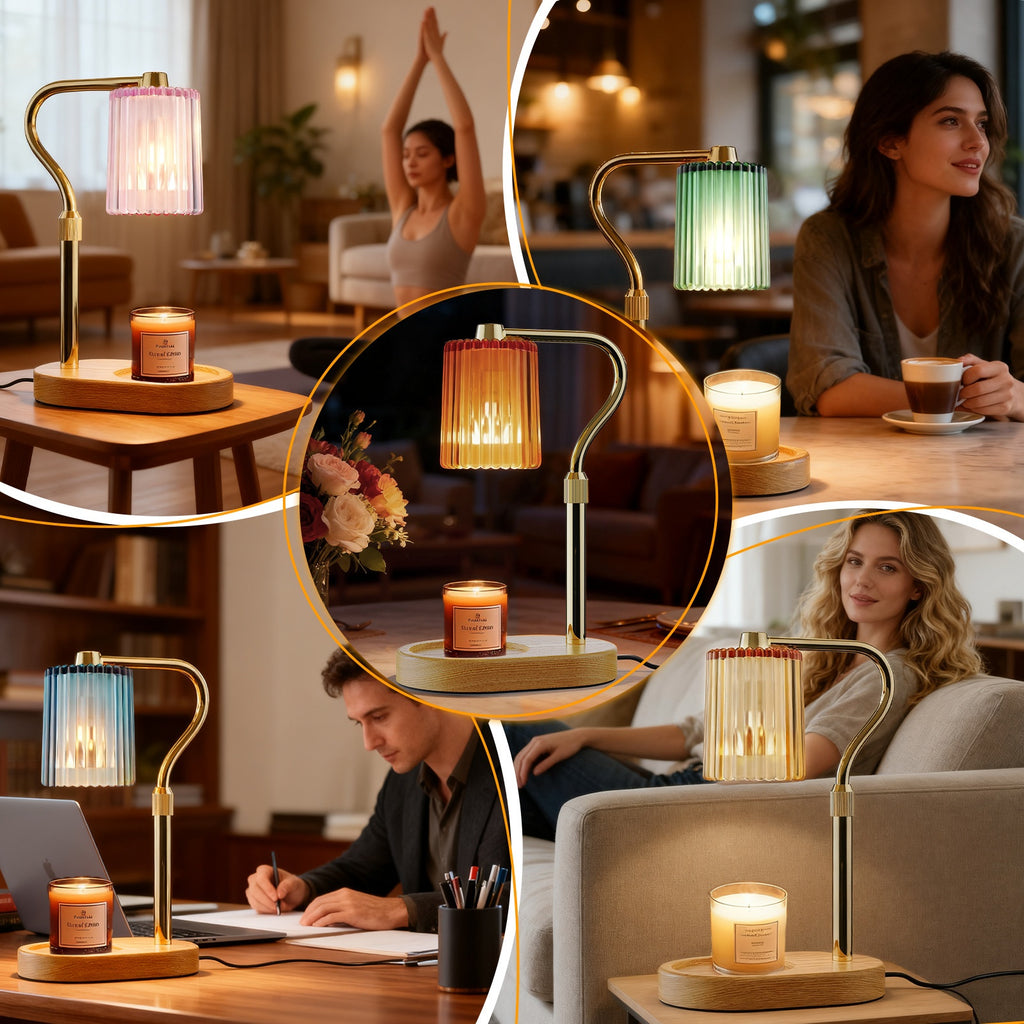 Crystal Lampshade Candle Warmer Lamp with Timer, Height & Light Adjustable Wax Melt Warmer for Jar Candles, Flameless Candle Heater for Bedroom & Living Room, Birthday & Mother's Day Gift for Women (No Bulb Included)