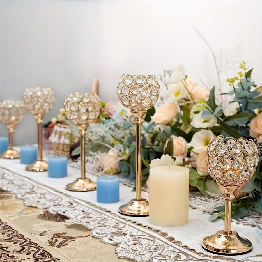 Crystal Candelabra Centerpiece Set of 6 – Elegant Wedding Table Decoration, Candlelit Dinner Photo Props, Birthday Anniversary Party Decor for Home Hotel Banquet (Candles Not Included)