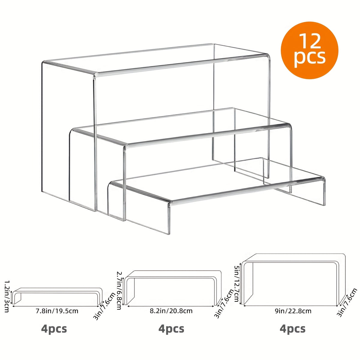 Clear Acrylic Risers for Display, Multi-Pack Riser Display Stands for Funko Pop Figures, Cupcakes, Jewelry & Perfume – Multiple Sizes & Quantities for Home, Halloween & Christmas Decor