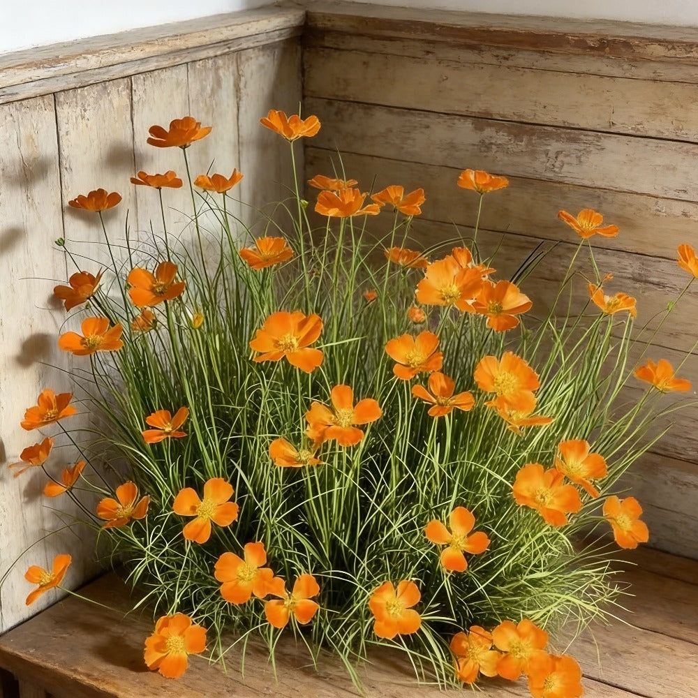 Artificial Chrysanthemum Flower Stems 12pcs UV Resistant Orange Yellow Faux Grass Plastic Plants for Garden Balcony Wedding Home Decor Low Maintenance