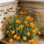 Artificial Chrysanthemum Flower Stems 12pcs UV Resistant Orange Yellow Faux Grass Plastic Plants for Garden Balcony Wedding Home Decor Low Maintenance