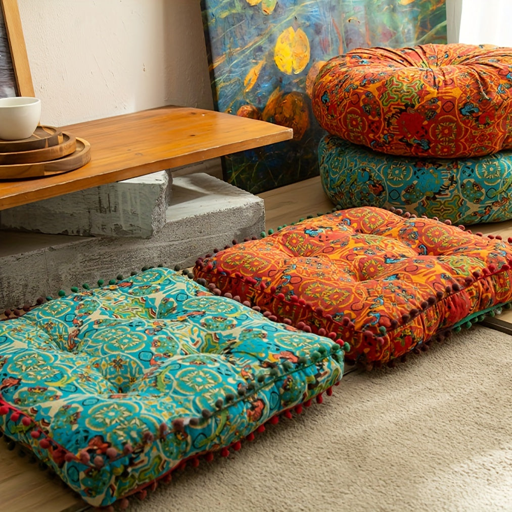 Moroccan Chair Cushion Seat Pad – Soft Bohemian Floor Cushion with Cover & Fiberfill, Multifunctional Indoor Outdoor Bench Pad, Hand Washable Decorative Home Decor for Living Room Bedroom, Valentine's Day Gift