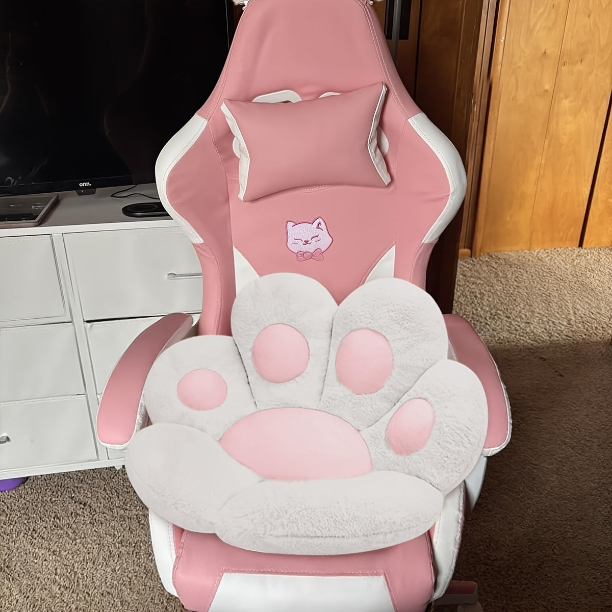 Cat Paw Cushion Jumbo Plush 23.6"x27.6", Oversized Cute Cat Paw Print Pillow with Quilted Cover & Filling for Office Chair, Gaming Chair, Bed & Floor Decor