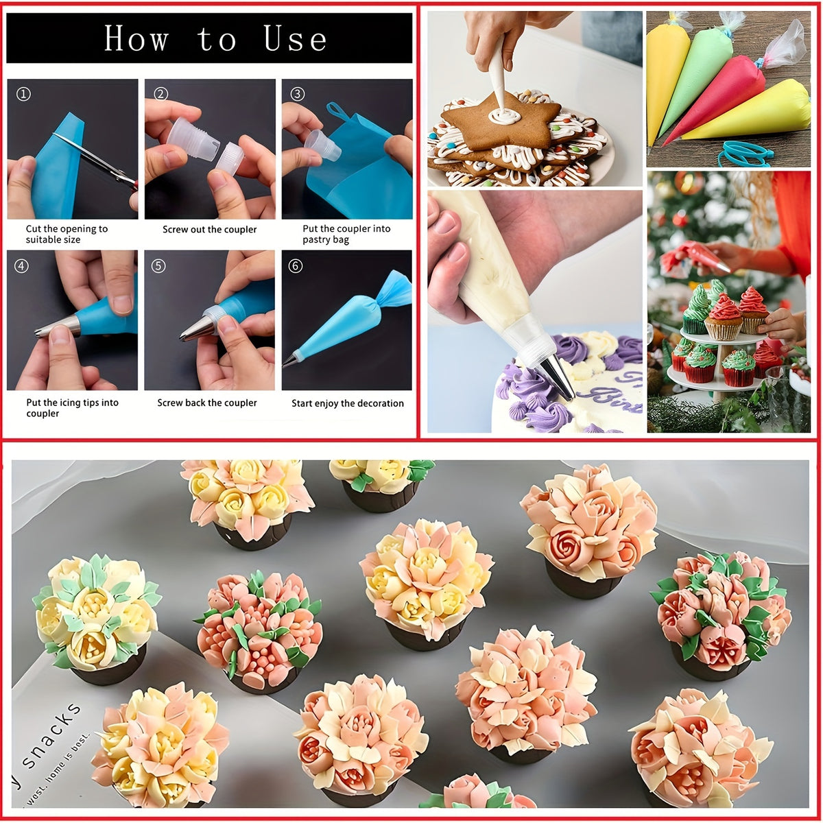 540PCS Cake Decorating Kit with 4 Springform Pans, Rotating Turntable & 55 Icing Tips – Complete Baking Supplies Set with Piping Bags, Fondant Tools & Cupcake Liners for Beginners