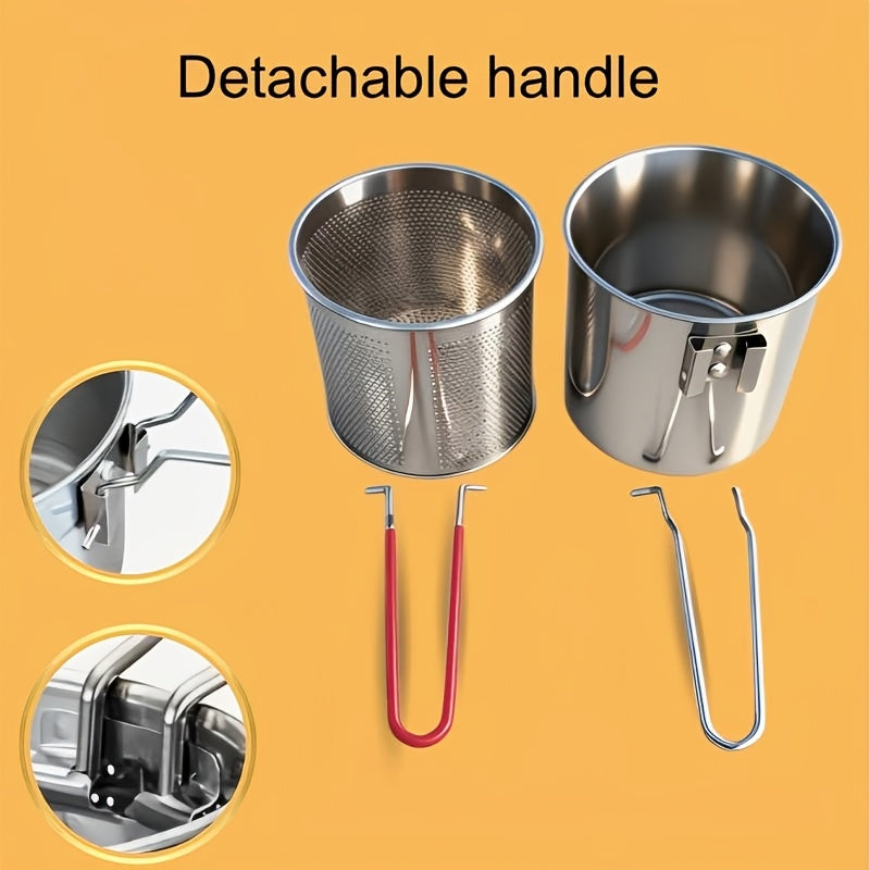 Mini 304 Stainless Steel Deep Fryer with Filter Net – Oil-Saving Small Frying Pot for French Fries, Chicken Wings & More | Induction Compatible & Dishwasher Safe