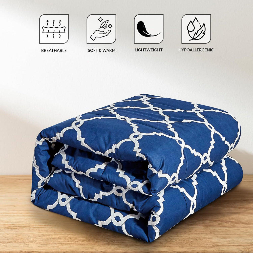 5-Piece Comforter Set – Reversible Quilted Down Alternative Bedding Set with Pillow Shams, Bed Skirt & Cushion | All Season | Twin, Queen, King