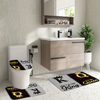 King Queen Shower Curtain Set 4pcs – Bathroom Curtain with 12 Hooks, Non-Slip Rug, Toilet U-Shape Mat & Lid Cover, Modern Bathroom Accessories