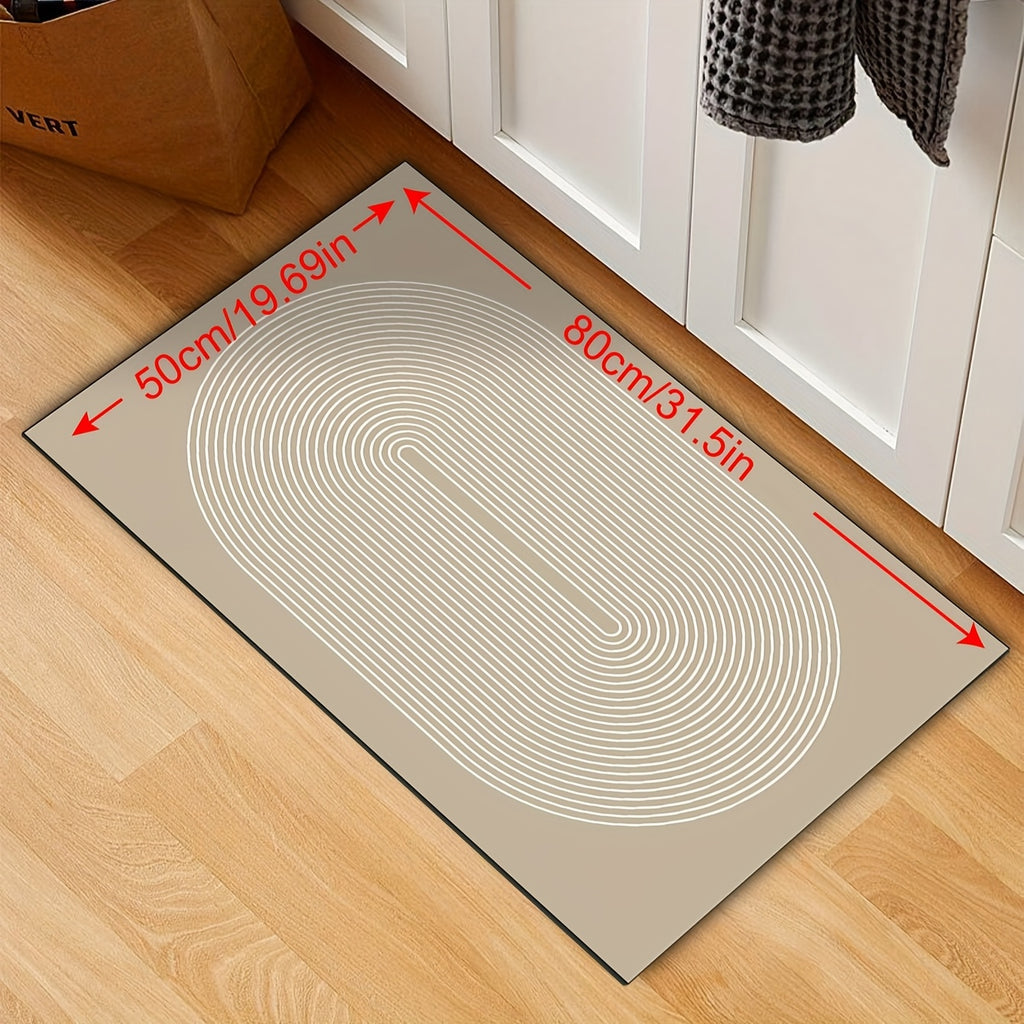 Nordic Style Kitchen Mat Thickened Absorbent Non-Slip Rubber Backing Floral Beige Brown 2 Sizes – Durable High Traffic Floor Mat