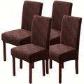 Stretch Jacquard Dining Chair Covers 4/6 Pack – Polar Fleece Slipcovers with Elastic Band, Removable Washable Chair Protector for Dining Room Kitchen Hotel Restaurant Home Decor