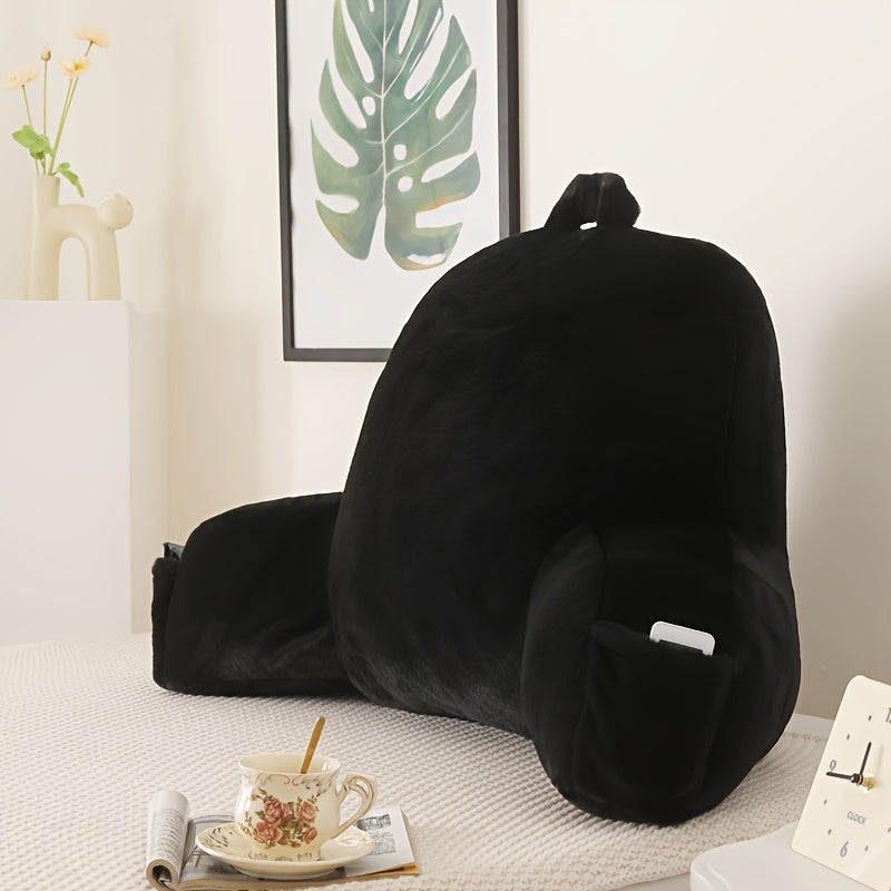Shredded Memory Foam Reading Pillow with Arms & Pockets – Backrest Pillow for Bed & Couch Sitting Up, Removable Washable Cover, Multiple Colors & Sizes