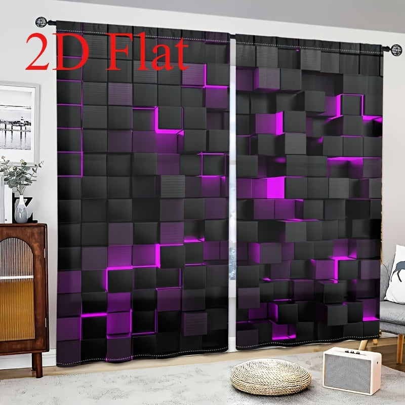 2-Piece Vintage Geometric Print Curtains – Rod Pocket, Machine Washable Polyester Flannel | Living Room & Bedroom | 4 Colors, 2 Sizes | Nuvia Haven