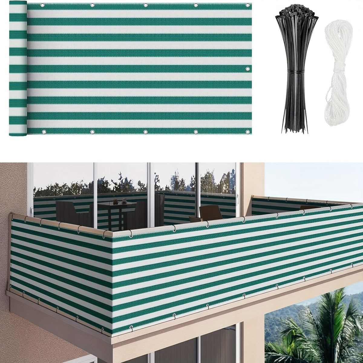 Balcony Privacy Net 3x16ft Fence Cover Mesh Shade Net Windproof Sun Shade Outdoor Screen for Patio Fence Backyard Porch 9 Colors