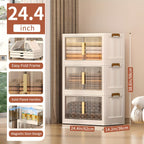 29.2" Wide Extra Large Collapsible Storage Cabinet 4/5-Tier – Stackable Plastic Bins with Lids & Wheels, Foldable Organizer System for Closet, Bathroom, Home, Office & Dorm