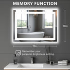 Anti-Fog LED Bathroom Mirror with Dual Light Source & 3-Color Modes | Wall Mount Vanity Mirror | 120V US Plug | 4 Sizes