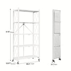 3-5 Tier Rolling Storage Rack with Wheels – Foldable Metal Shelving Unit for Home, Office & Kitchen Organization