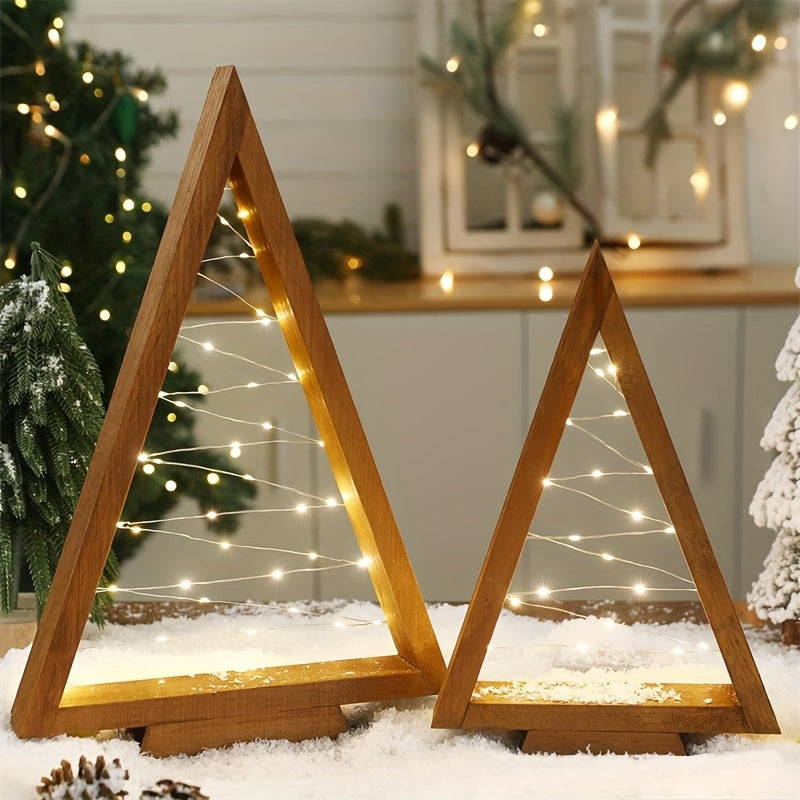 Wooden Desktop Mini Light Tree Set – Decorative LED Holiday Trees for Home, Office & Shelf Displays, Reusable, 2 to 6-Piece Sets
