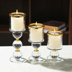 Crystal Candlestick Holders Set of 3 – Polished Romantic Desktop Display for Weddings, Anniversaries, Christmas, Halloween, Easter, Thanksgiving & Valentine’s Day Home Decor