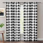 Buffalo Plaid Blackout Curtains Farmhouse Thermal Insulated Drapes | Room Darkening Window Panels for Bedroom Dining Room, 9 Colors 14 Sizes, Single or 2-Panel Set