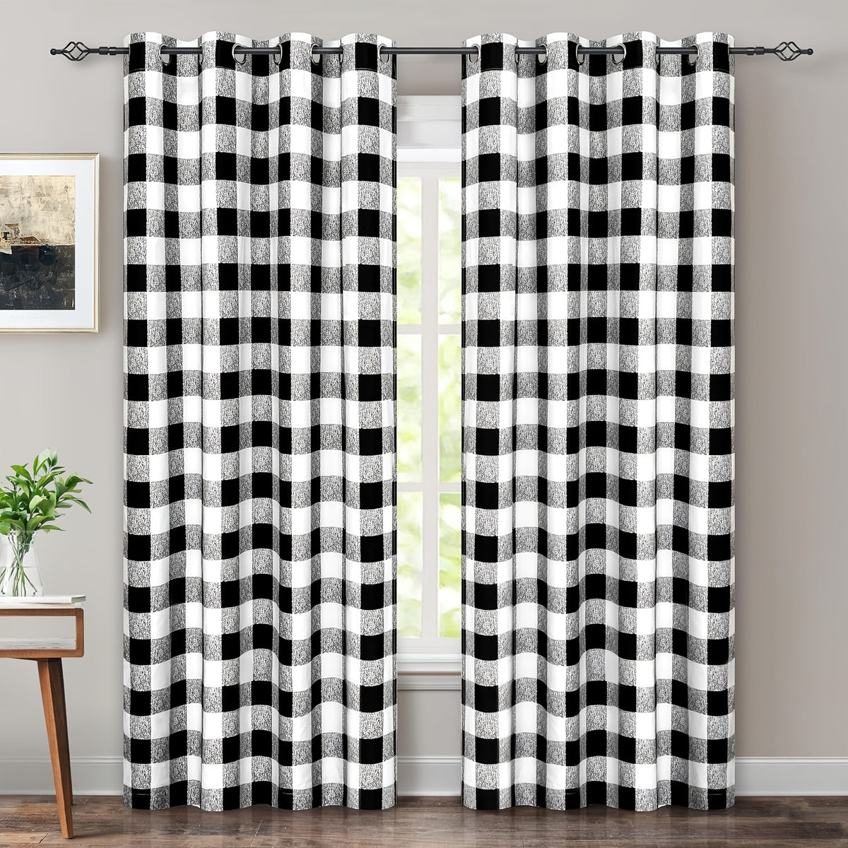 Buffalo Plaid Blackout Curtains Farmhouse Thermal Insulated Drapes | Room Darkening Window Panels for Bedroom Dining Room, 9 Colors 14 Sizes, Single or 2-Panel Set