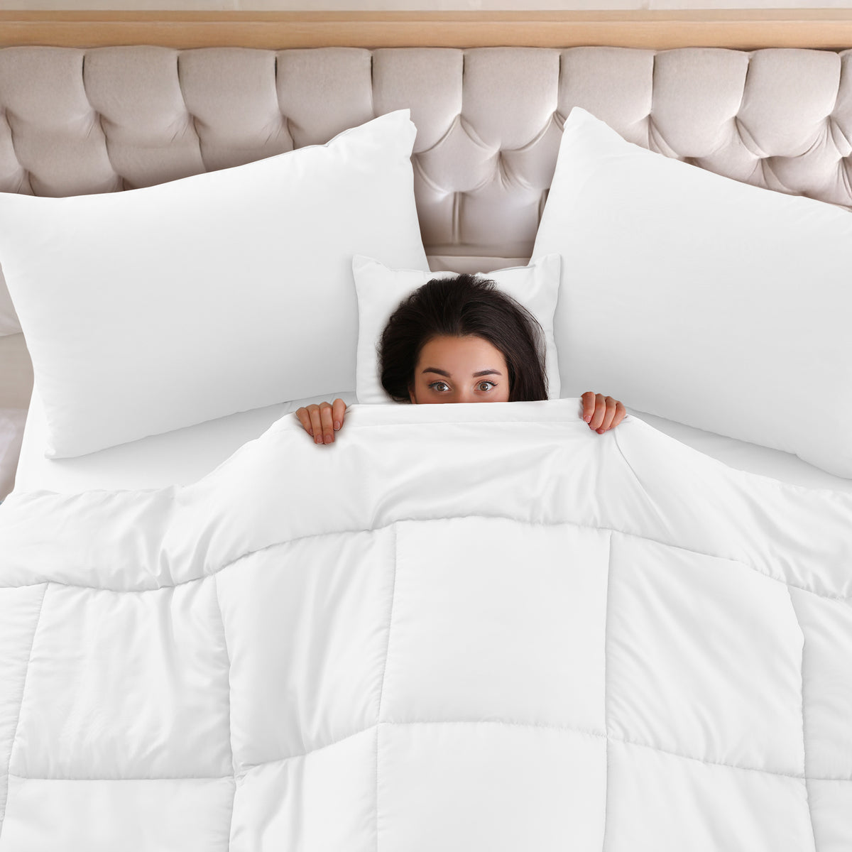 5-Piece Comforter Set – Reversible Quilted Down Alternative Bedding Set with Pillow Shams, Bed Skirt & Cushion | All Season | Twin, Queen, King