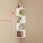 Floating Corner Wall Shelf 3 or 5-Tier, Wall Mounted Storage Rack for Living Room, Bedroom, Kitchen, Bathroom & Office, Easy Install Decorative Corner Shelves, White or Black, 1 or 2 Pieces