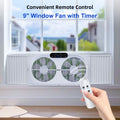 Twin Window Fan 9 Inch Dual Fan with Expanders 3-Speed Remote or Manual Control for Home Kitchen Bedroom Office