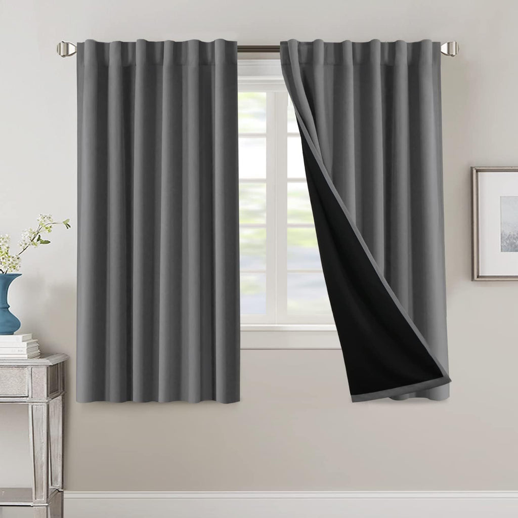 Blackout Curtains 2 Panels 100% Room Darkening 96 Inch Long – Triple Weave Thermal Insulated Back Tab & Rod Pocket Window Drapes for Bedroom & Living Room