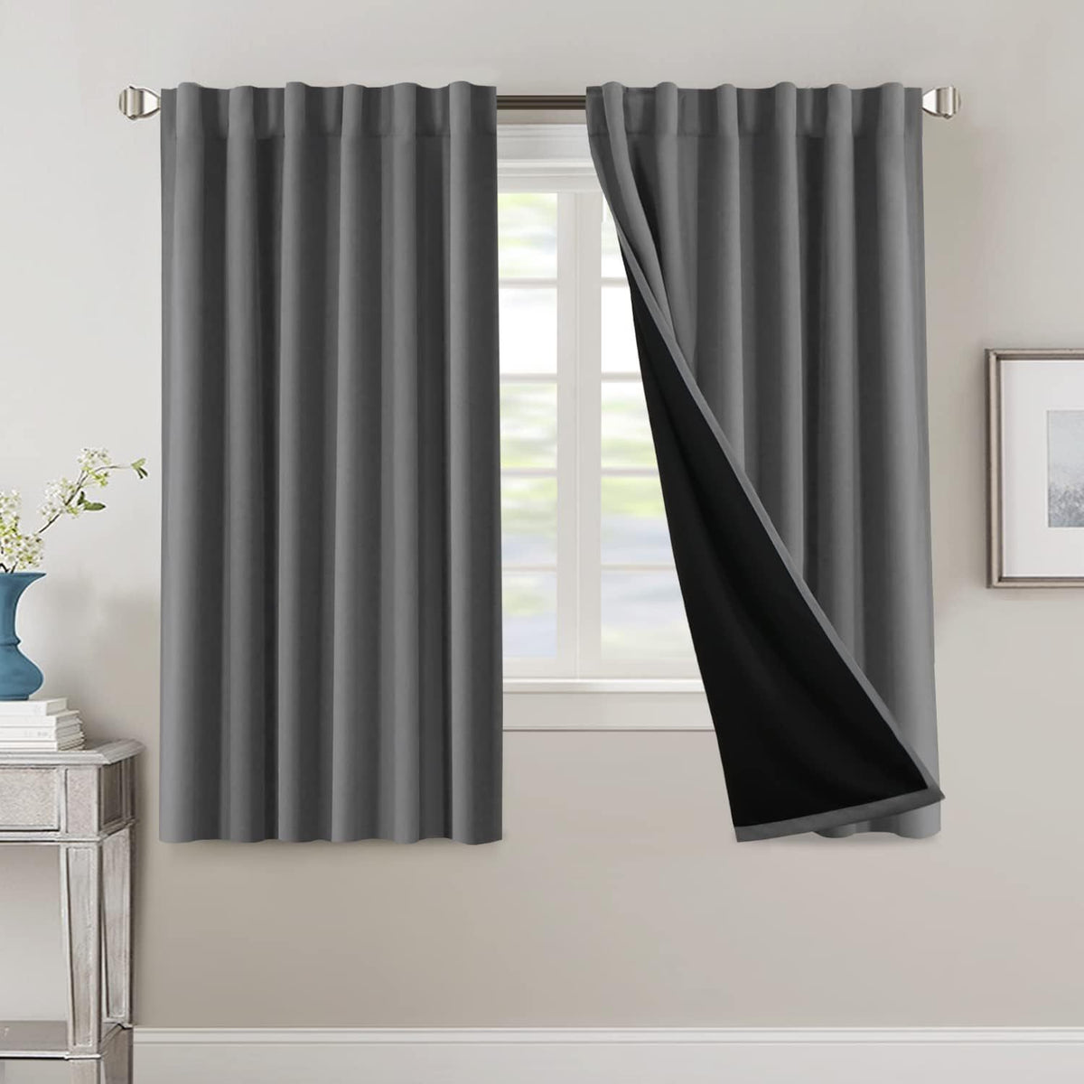 Blackout Curtains 2 Panels 100% Room Darkening 96 Inch Long – Triple Weave Thermal Insulated Back Tab & Rod Pocket Window Drapes for Bedroom & Living Room