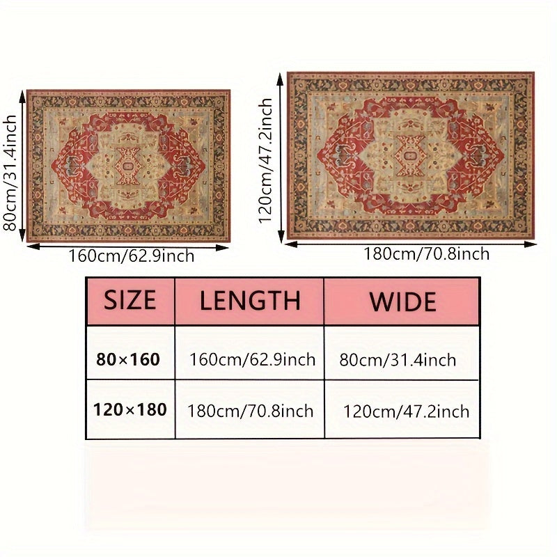 Persian Boho Area Rug Ethnic Style – Non-Slip Non-Shedding Absorbent Carpet for Living Room Bedroom, Baby Blue & Mixed Colorways, 4x6 ft